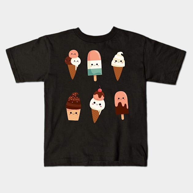 six ice creams Kids T-Shirt by mysr